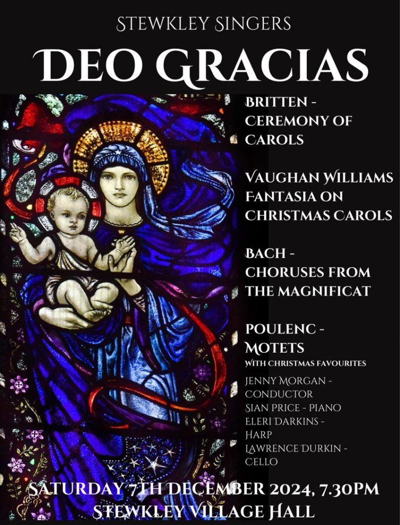 Details of the Stewkley Singers Christmas Concert 2024 - Deo Gracias - on Saturday 7th December 2024